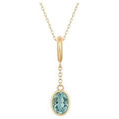 Diamond Topaz 14K (or 18k upon request) Yellow Gold Pendant Necklace