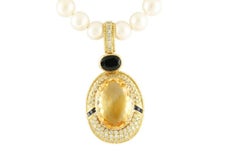 Diamond Topaz Sapphire Beaded Gold Necklace