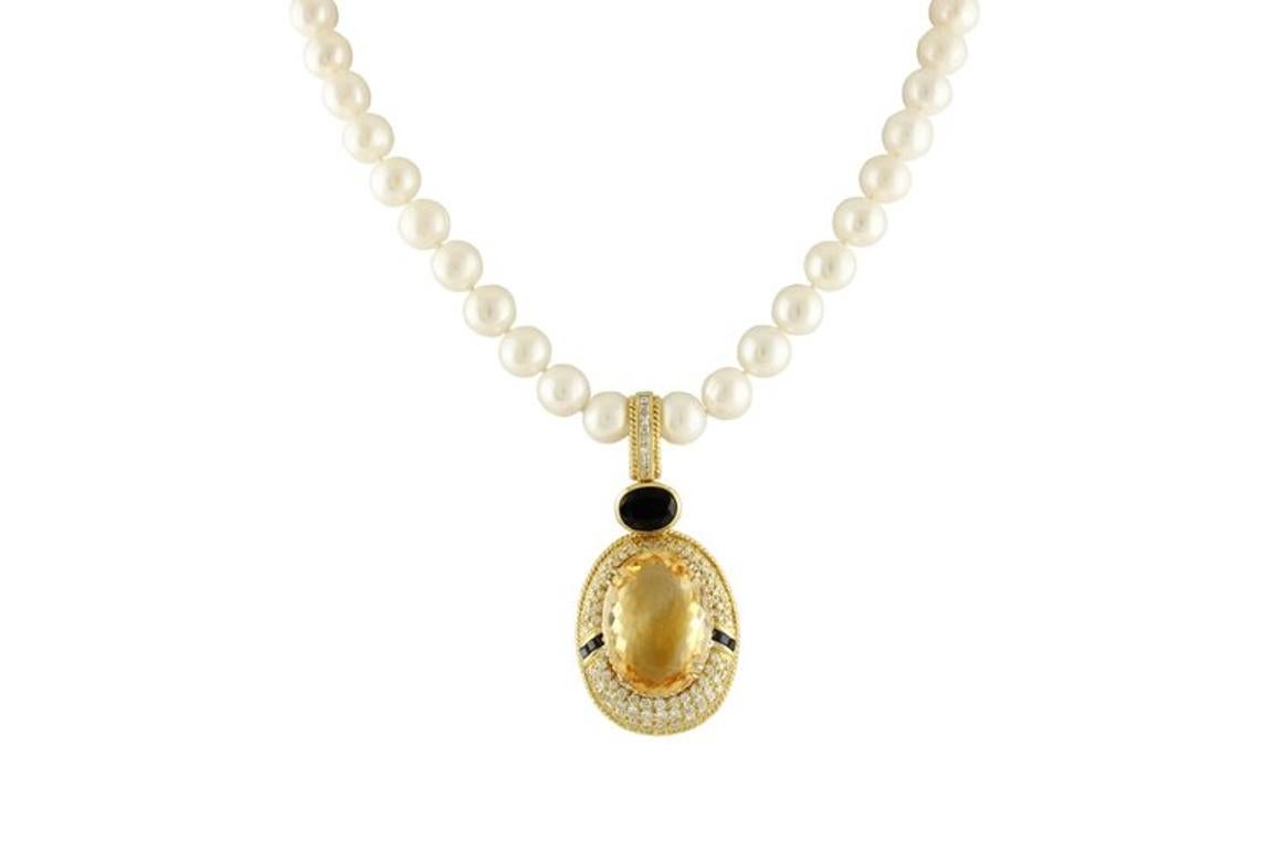 Retro Diamond Topaz Sapphire Beaded Gold Necklace For Sale