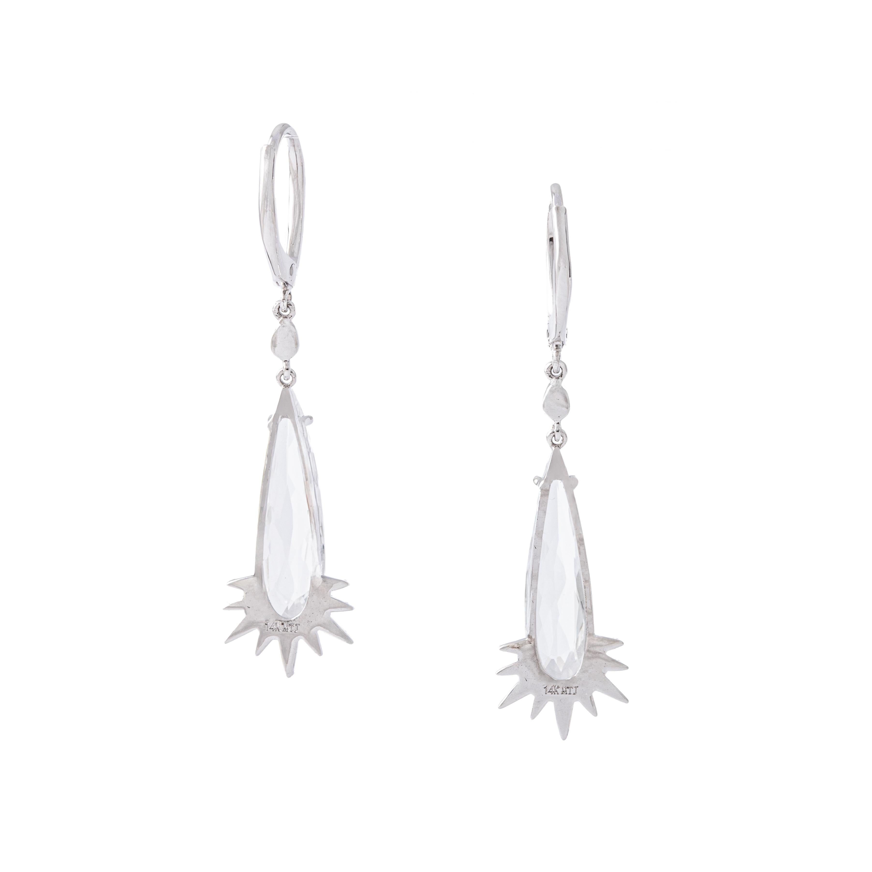 Boucles d'oreilles or blanc Topaze diamantée Neuf - En vente à Geneva, CH