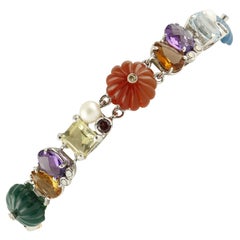 Diamond Tormaline Citrine Amethyst Topaz Carnelian Agate Pearls Bracelet Diamond Tormaline Citrine Amethyst Topaz Carnelian Agate Pearls Bracelet
