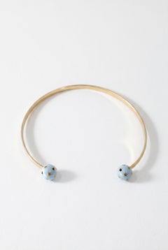 Light Blue Enamel Necklace Diamond Gold Collar Torque Stars