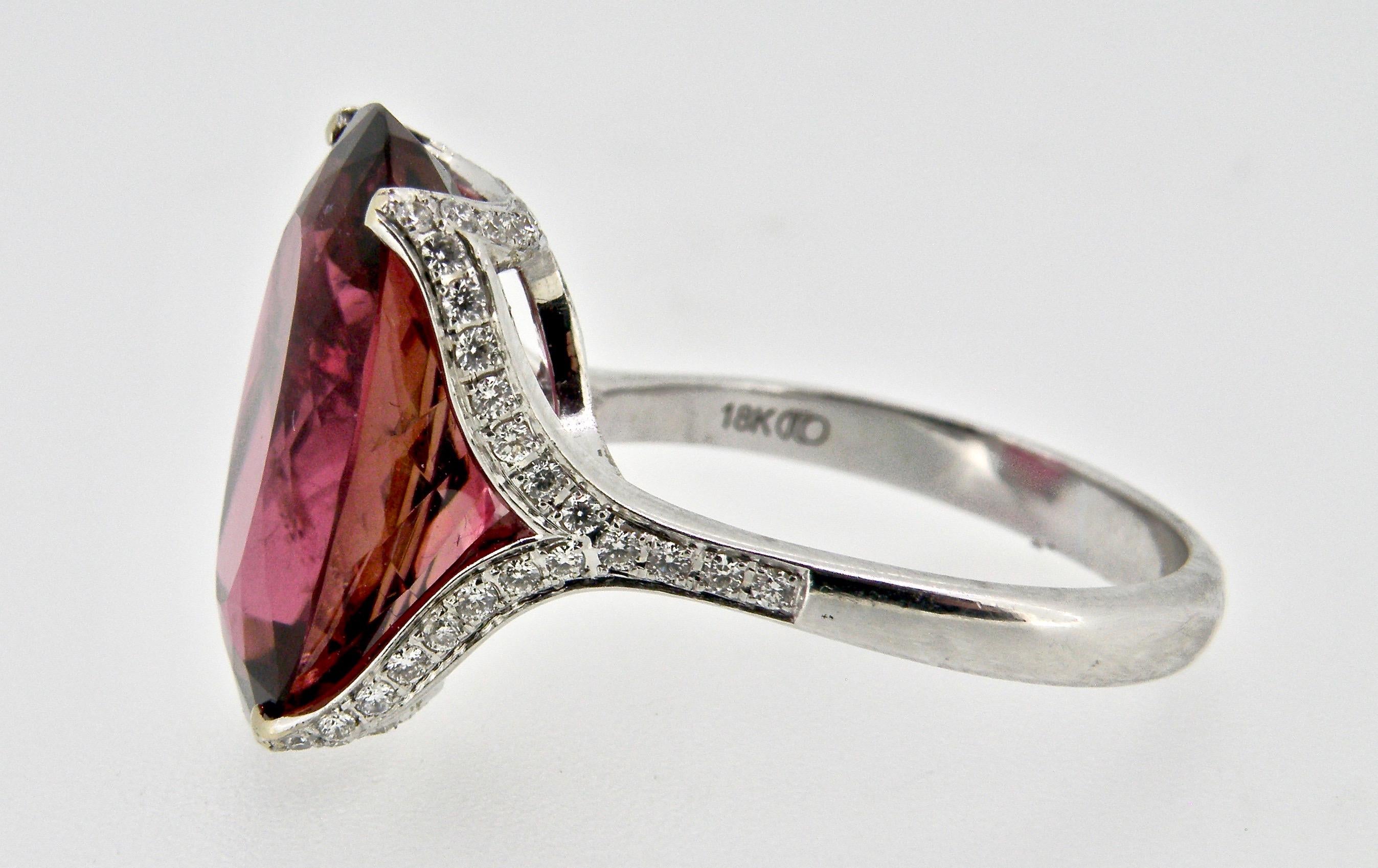 Diamond Tourmaline Cocktail Ring In New Condition In Cohasset, MA