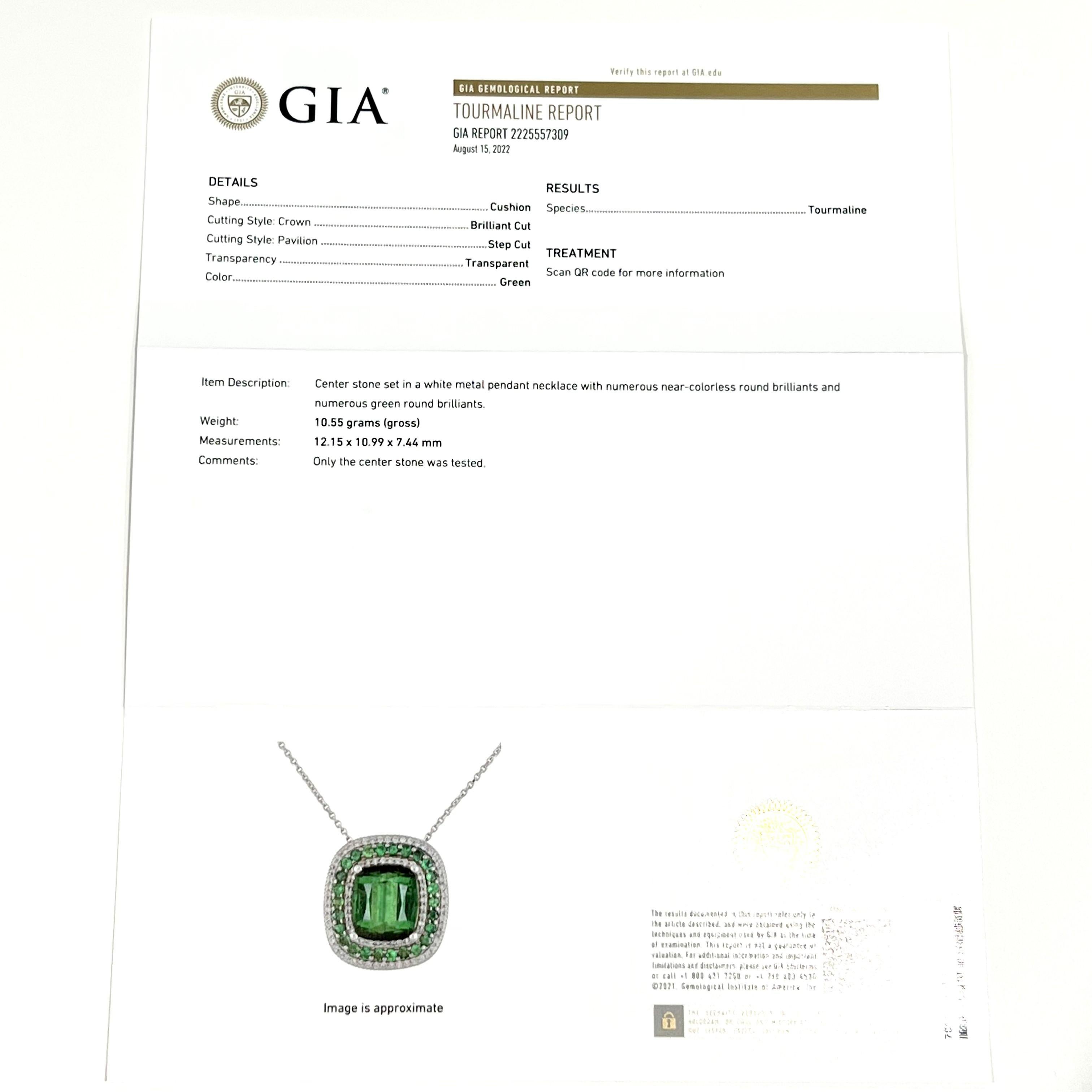 Diamond Tourmaline Garnet Pendant Necklace 9.13 TCW GIA Certified For Sale 8
