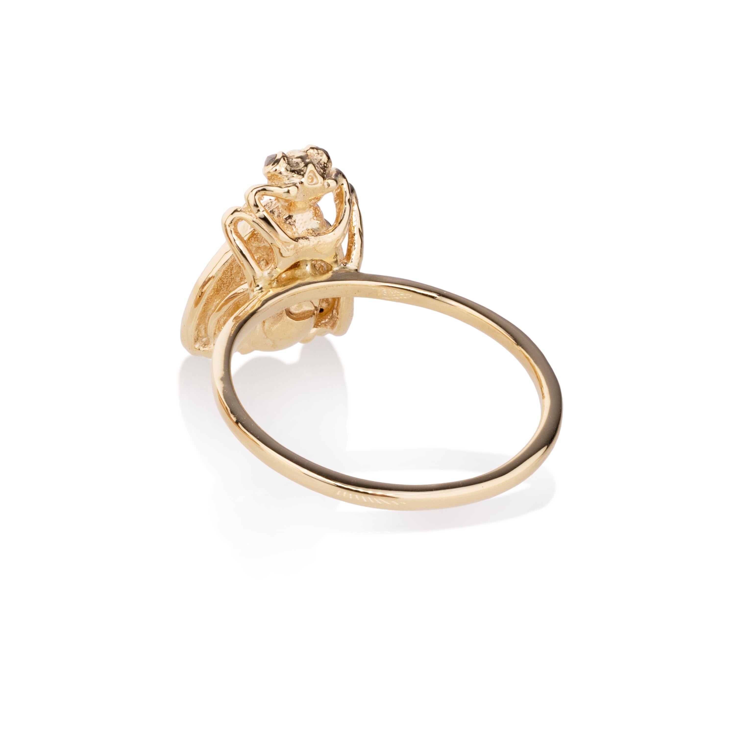Taglio a rosa Anello Bug in oro con tormalina e diamanti in vendita