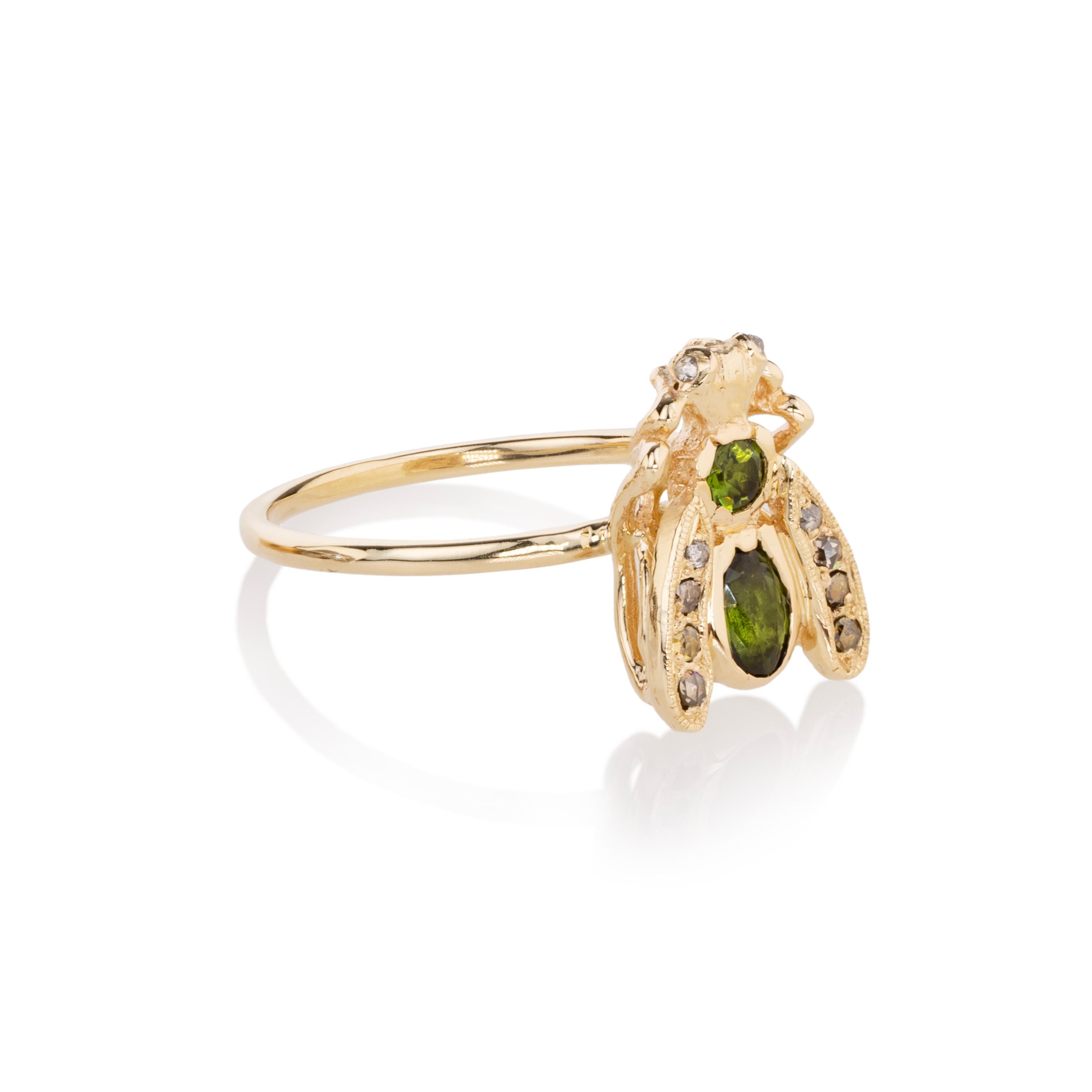 Anello Bug in oro con tormalina e diamanti In condizioni Nuovo in vendita a Boulder, CO