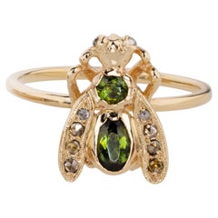 Anello Bug in oro con tormalina e diamanti