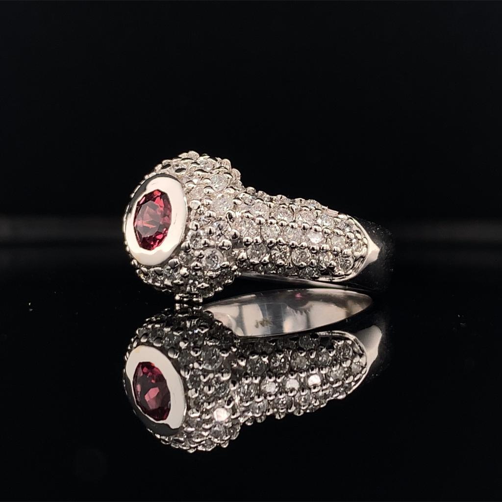 Diamond Tourmaline Ring 1.29 Tcw 14k White Gold Certified For Sale 4