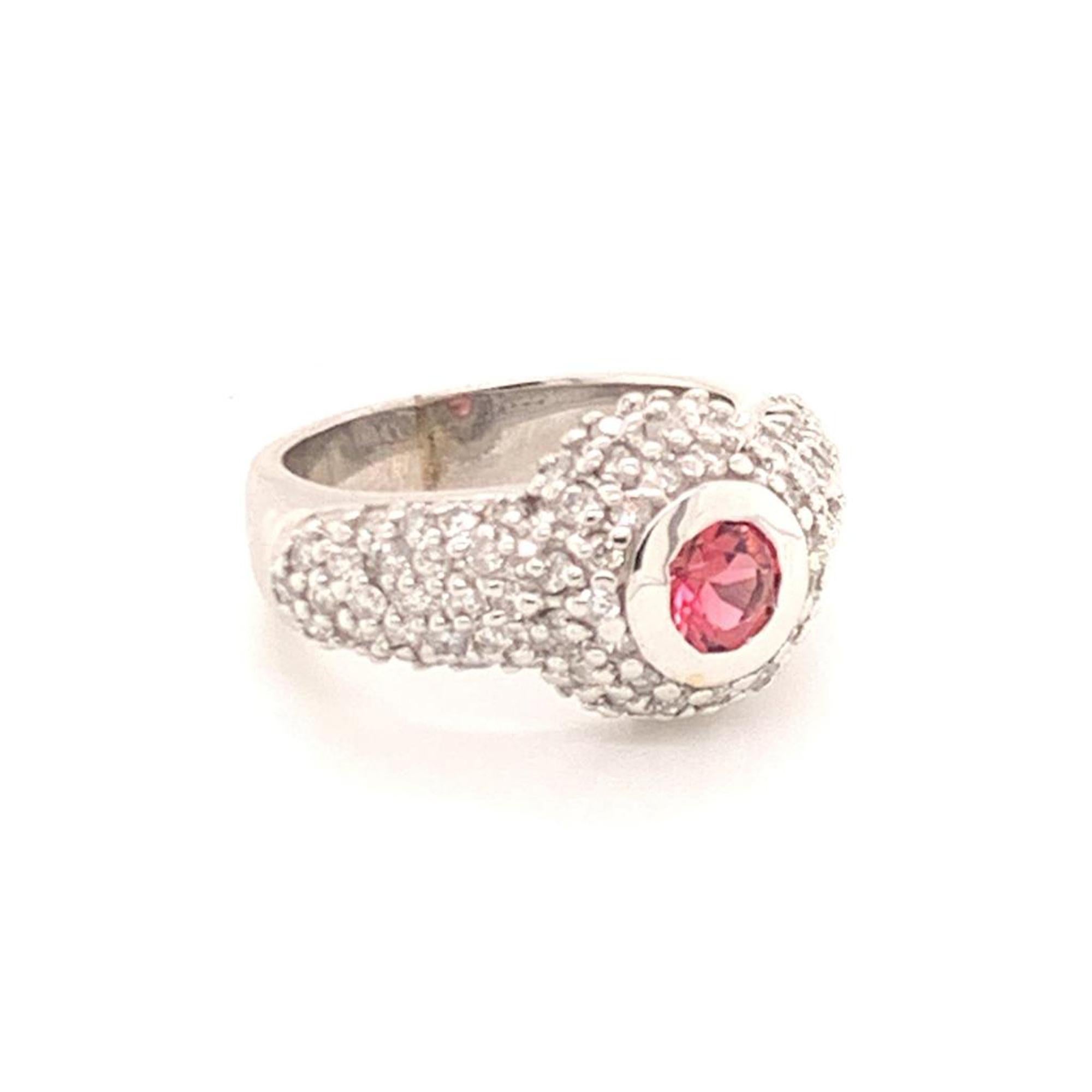Women's Diamond Tourmaline Ring 1.29 Tcw 14k White Gold Certified For Sale
