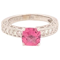 Diamond Tourmaline Ring 2.20 TCW 14k White Gold Women Certified