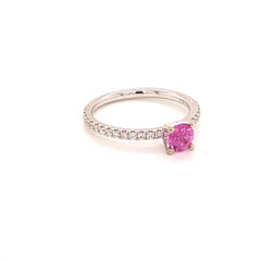 Diamond Tourmaline Rubellite Ring 6.5 18k Gold 1.04 TCW Certified