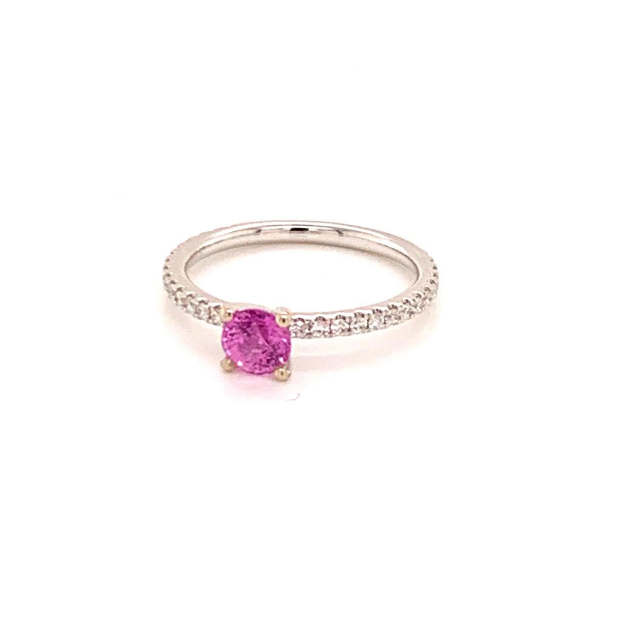 Anillo Diamante Turmalina Rubelita 6,5 Oro 18k 1,04 TCW Certificado Corte redondo en venta