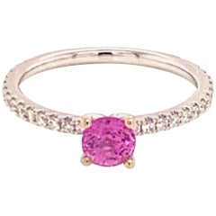 Diamond Tourmaline Rubellite Ring 6.5 18k Gold 1.04 TCW Certified