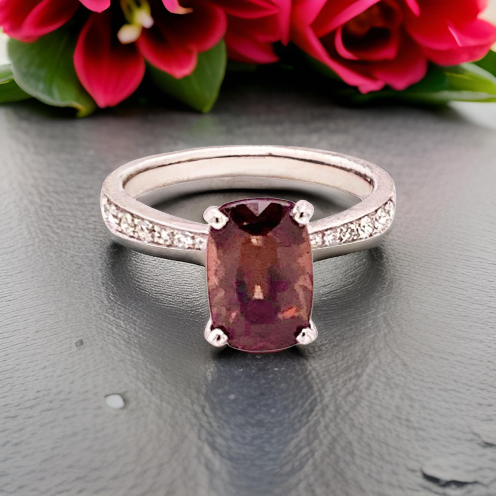 Diamante Turmalina Rubelita Anillo 6.75 Oro 18k 4.01 Tcw Mujer Certificado Moderno en venta