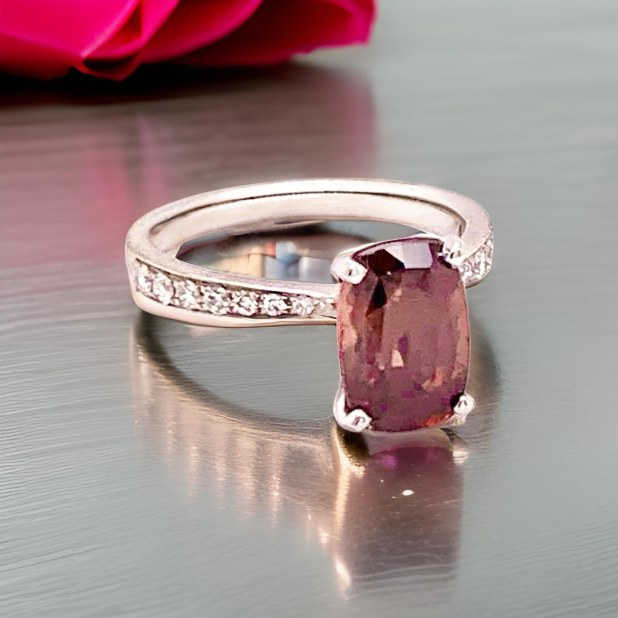 Diamante Turmalina Rubelita Anillo 6.75 Oro 18k 4.01 Tcw Mujer Certificado en venta 3