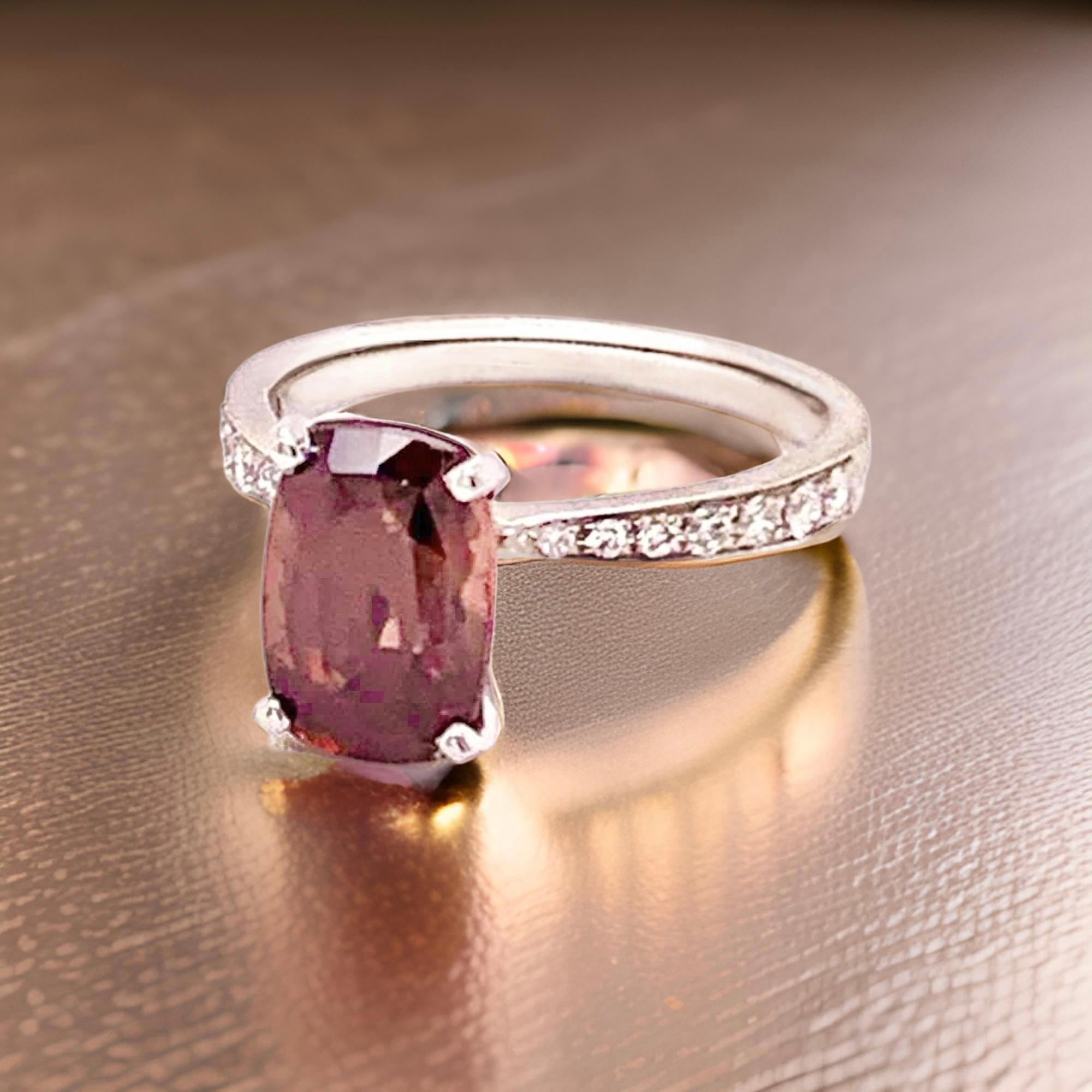 Diamante Turmalina Rubelita Anillo 6.75 Oro 18k 4.01 Tcw Mujer Certificado en venta 4