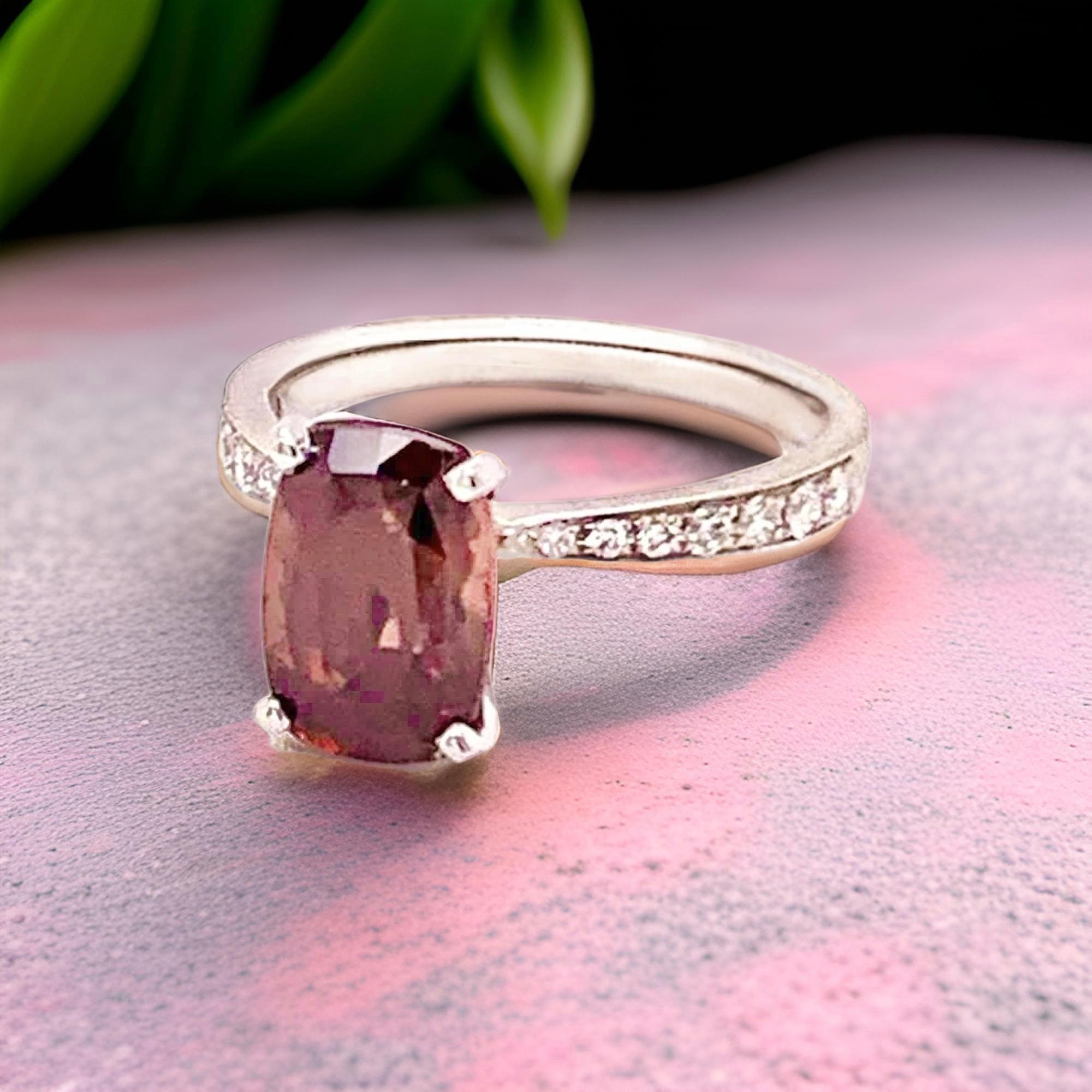 Diamante Turmalina Rubelita Anillo 6.75 Oro 18k 4.01 Tcw Mujer Certificado en Nuevo estado para la venta en Brooklyn, NY