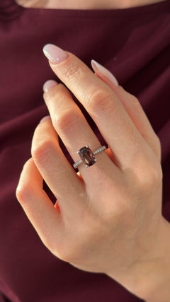 Anello con diamante tormalina rubellite 6,75 Oro 18k 4,01 Tcw Donna Certificato