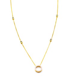 Diamond and Tourmaline Station Necklace in 18 Karat Yellow Gold