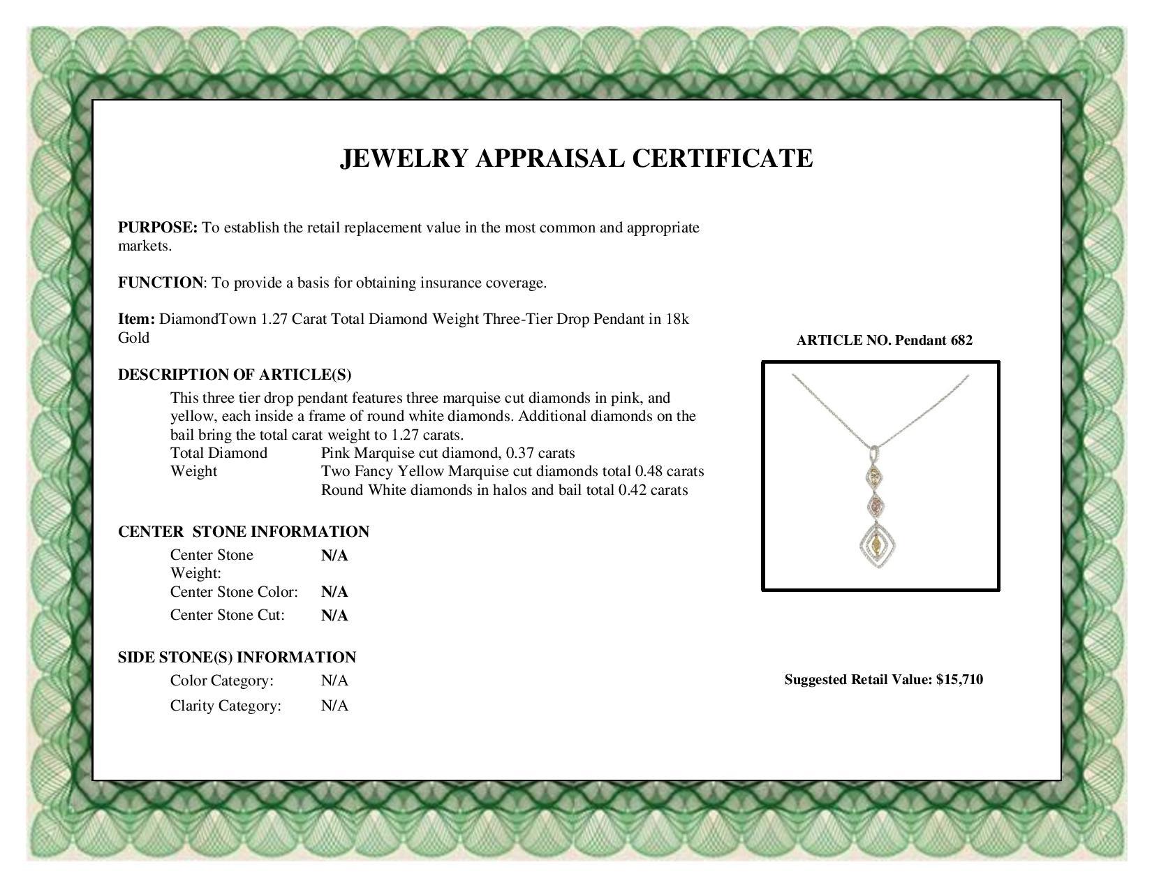 Women's 1.27 Carat Total Diamond Weight Three-Tier Drop Pendant in 18k Gold