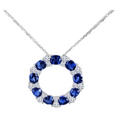 3.18 Carat Blue Sapphire and Diamond Pendant in 18 Karat White Gold ref1583