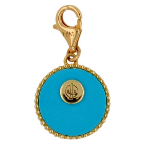 Diamond Tree of Life Yellow Gold Medallion Charm Teal Blue Turquoise Pendant
18K Yellow Gold
Charm Only
Natural Turquoise Gemstone
0.05 cts Diamonds
12 mm Diameter Medallion charm