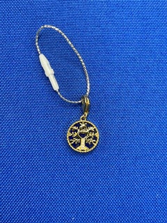 Diamond Tree of Life Flora Yellow Gold Medallion Charm Blue Lapis Lazuli Pendant