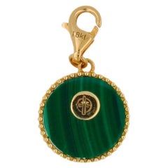 Diamond Tree of Life Yellow Gold Medallion Charm Green Malachite Pendant