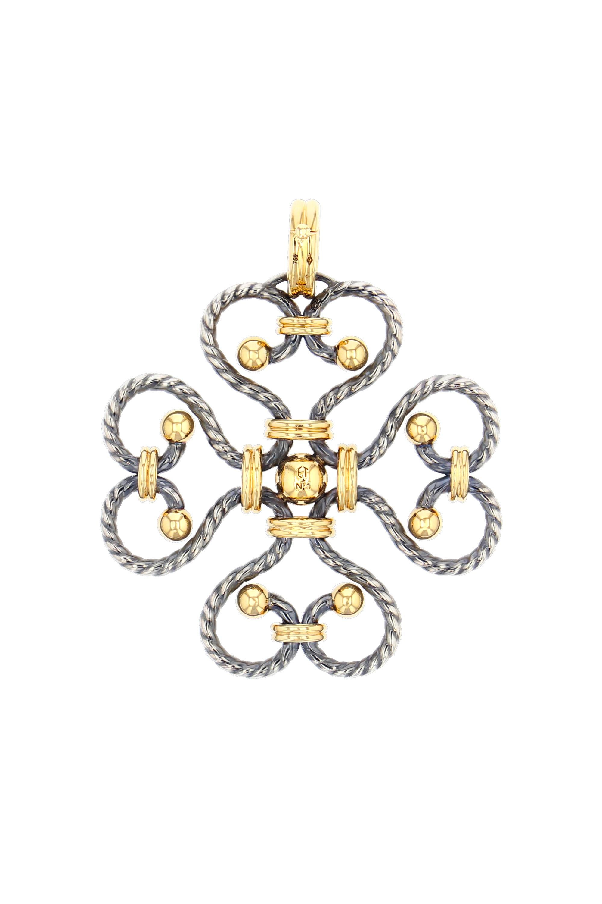 Neoclassical Diamond & Gold Trèfle Twist Charm by Elie Top For Sale