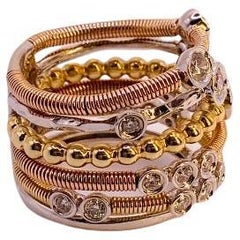 Diamond Tri-Color Gold Multi-Band Ring