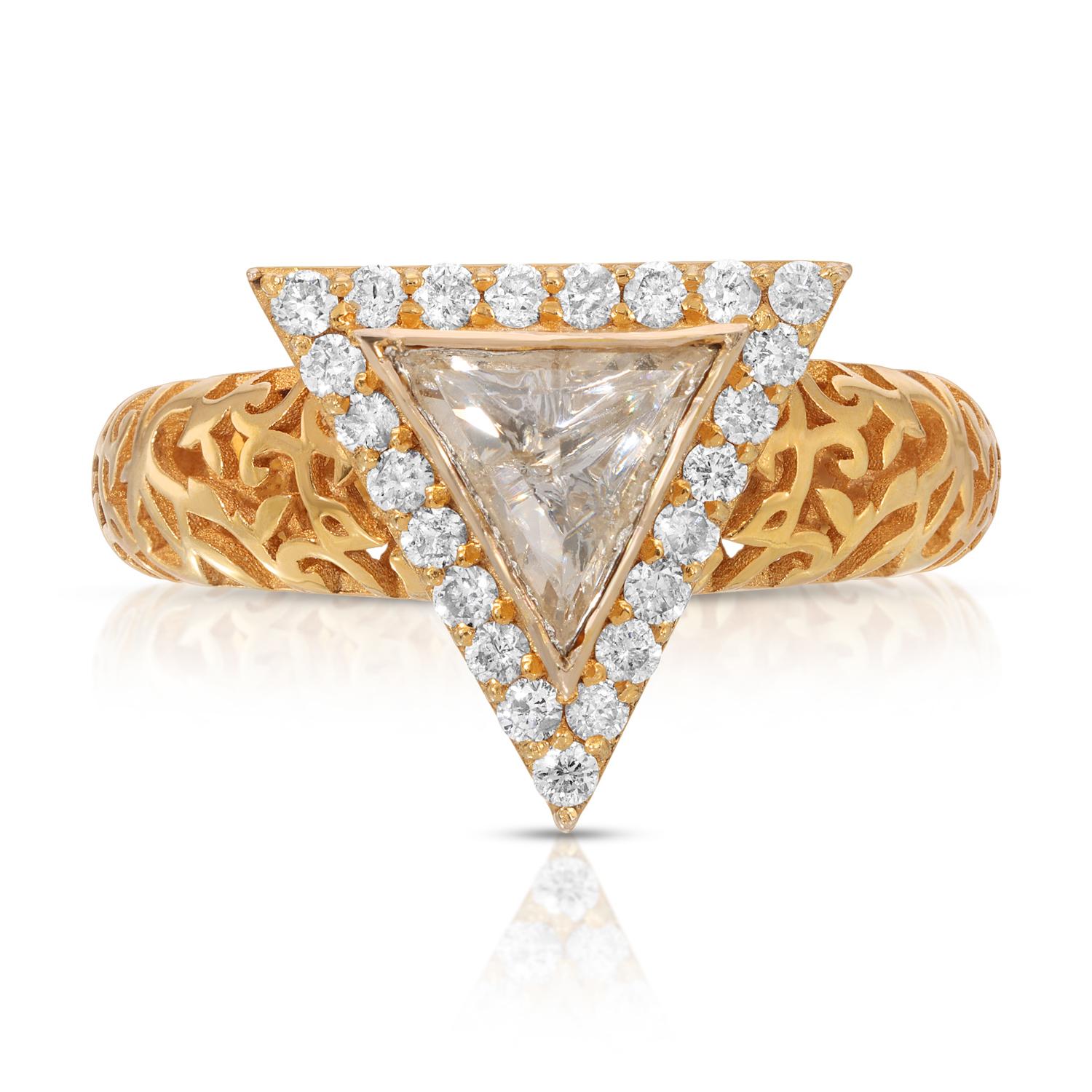 Rose Cut Diamond Triage Filigree Dress Ring For Sale