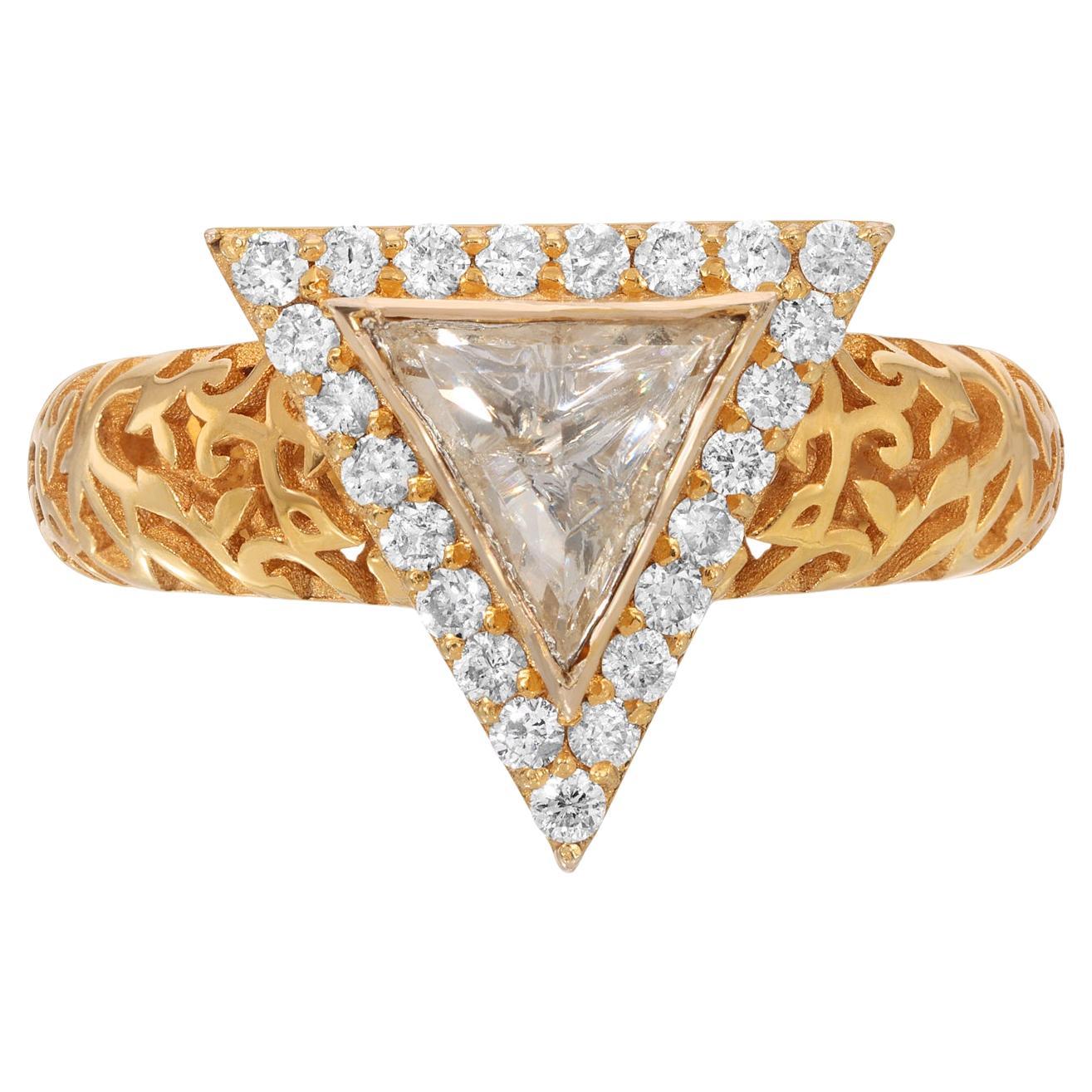 Diamond Triage Filigree Dress Ring For Sale