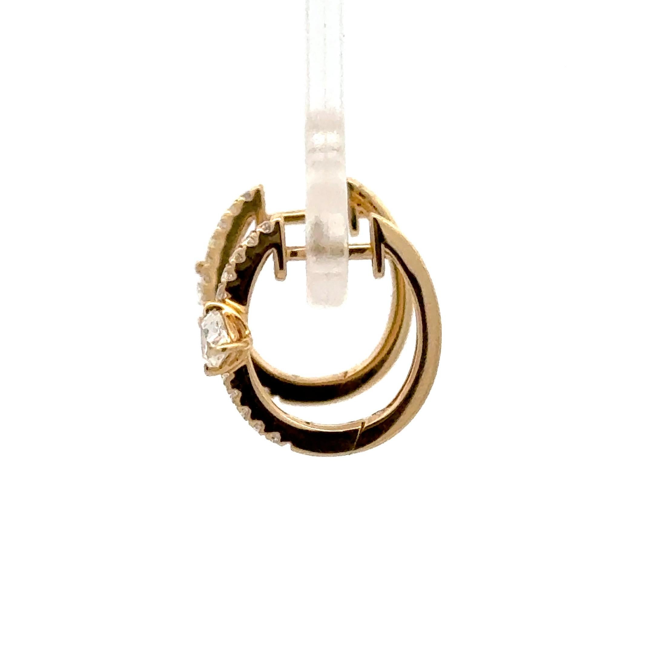 Boucles d'oreilles triangle diamant 0.42 carats or jaune 14 carats 2.4 grammes Pour femmes en vente