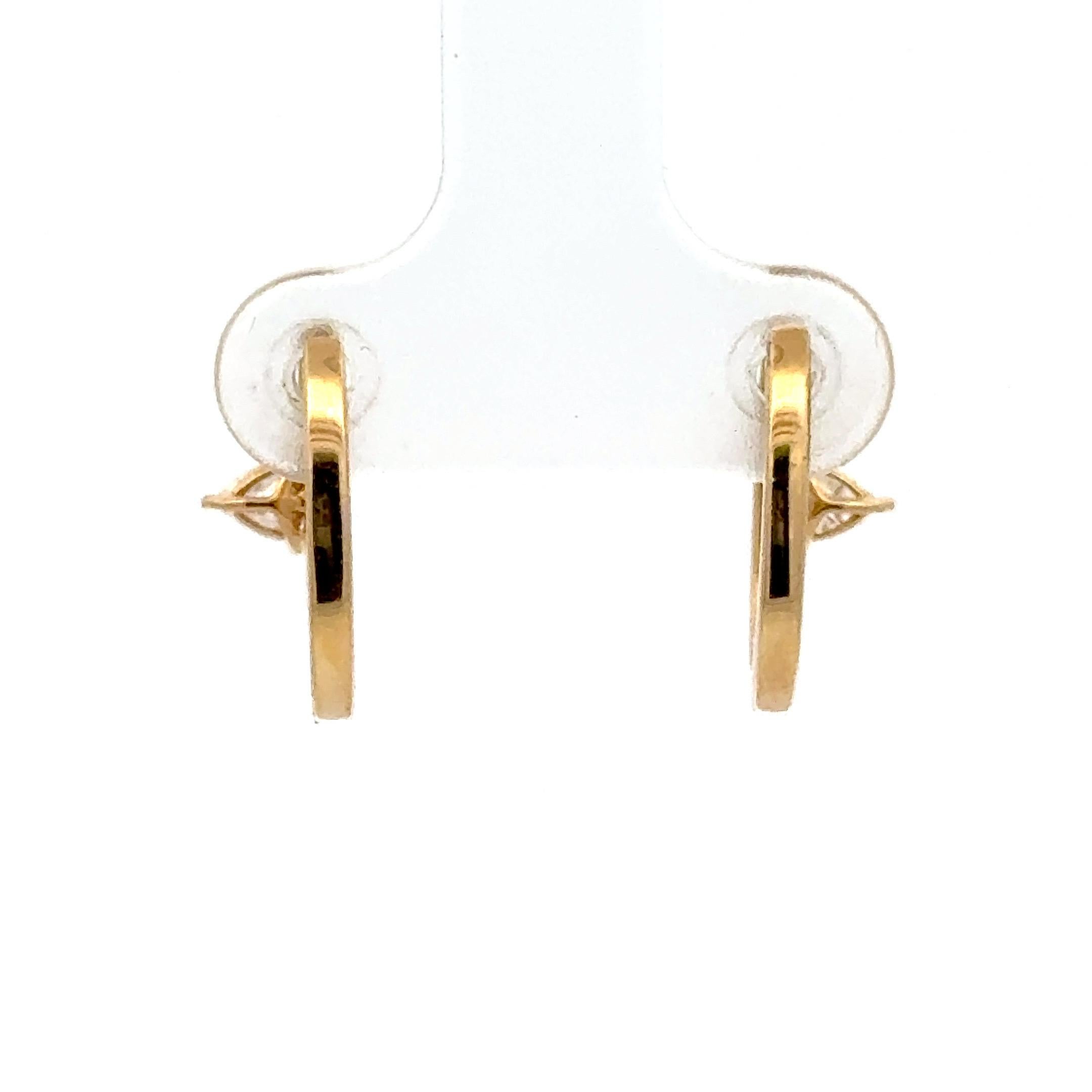 Boucles d'oreilles triangle diamant 0.42 carats or jaune 14 carats 2.4 grammes en vente 1