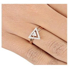 Diamond Triangle Shape Double Stackable Band Ring 14k Gold Wedding Ring Gift.