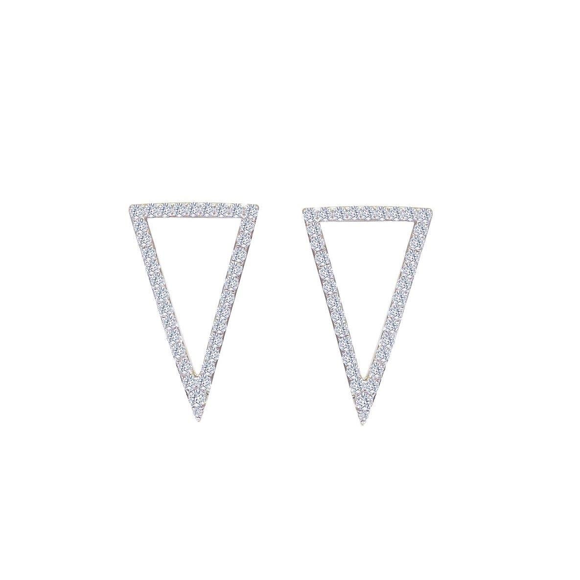 Modern Diamond Triangles Earring in 18 Karat Gold For Sale