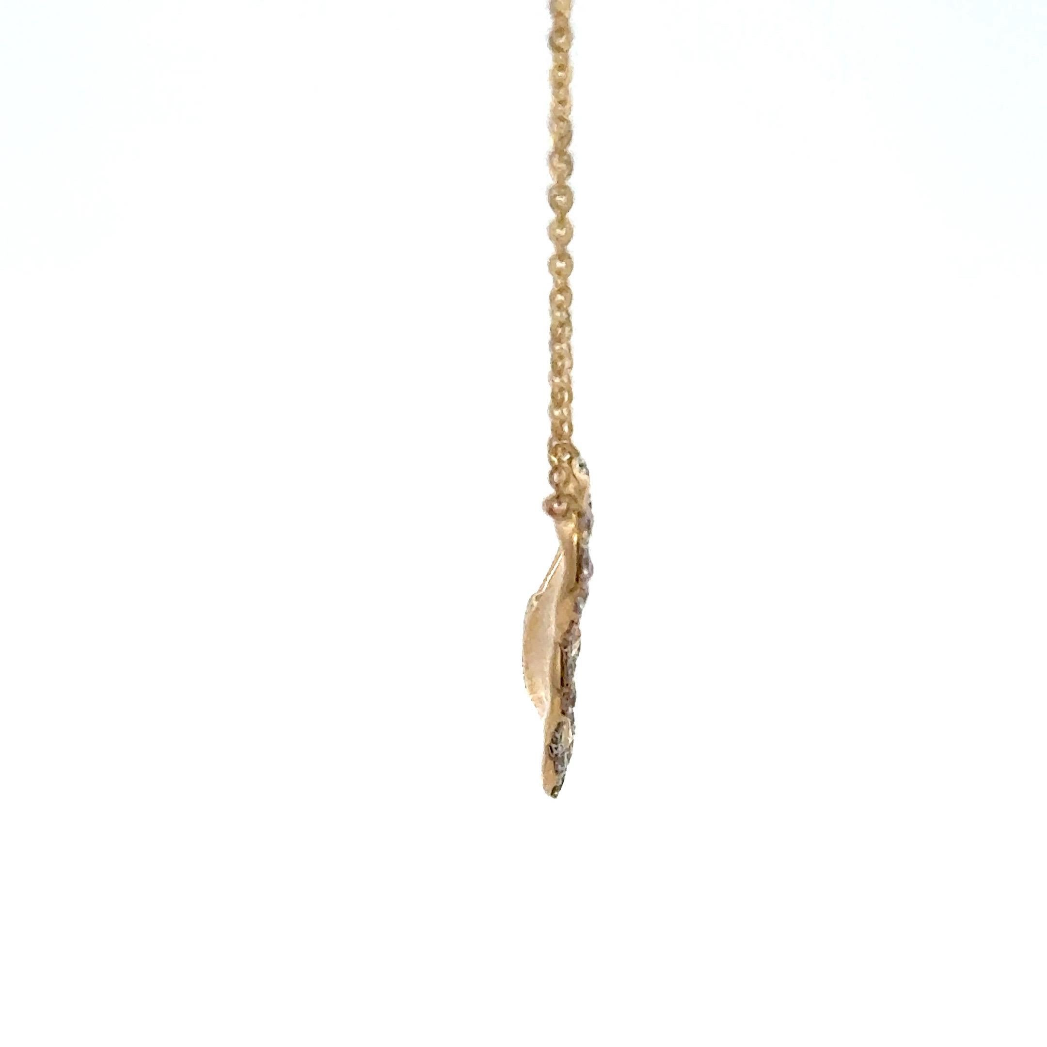 Collana con ciondolo a farfalla con rifiniture in diamanti 0,35 carati in oro giallo 14 carati In condizioni Nuovo in vendita a New York, NY