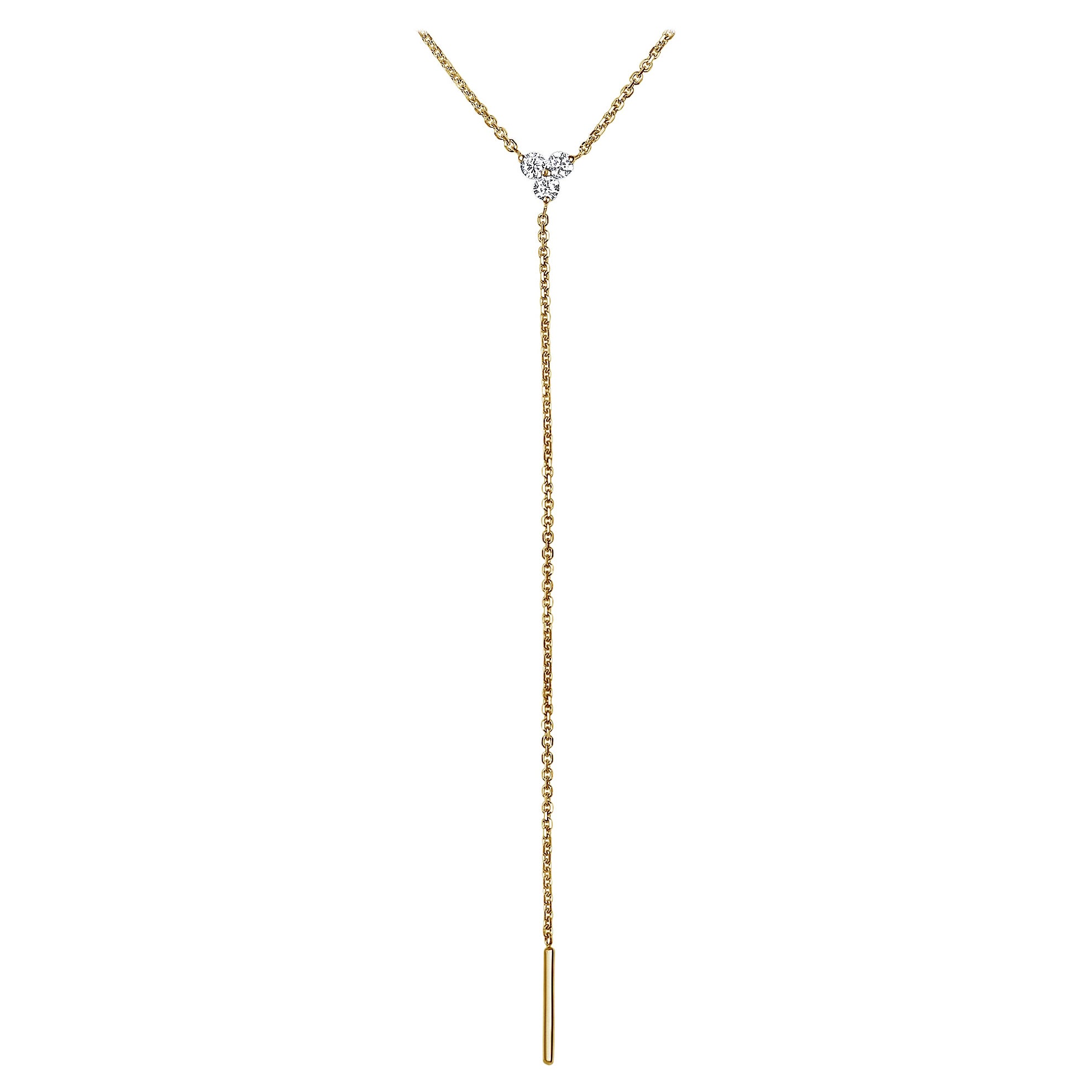 Diamant-Halskette Trinity Lariat Y aus 14 Karat Gelbgold Shlomit Rogel im Angebot