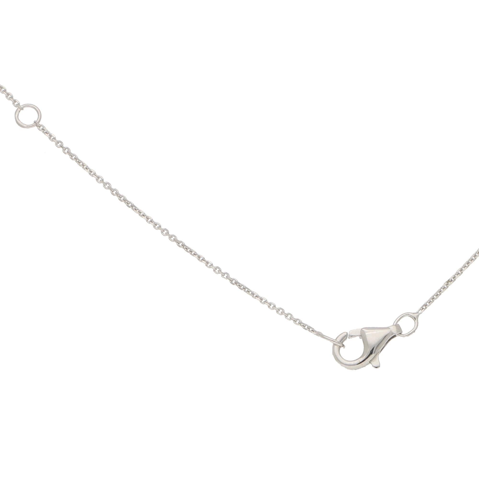 Modern Diamond Trinity Pendant Necklace Set in 18 Karat White Gold
