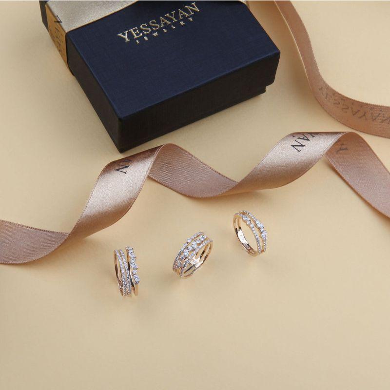 For Sale:  Diamond Trio Band Ring in 18K Yellow Gold 2