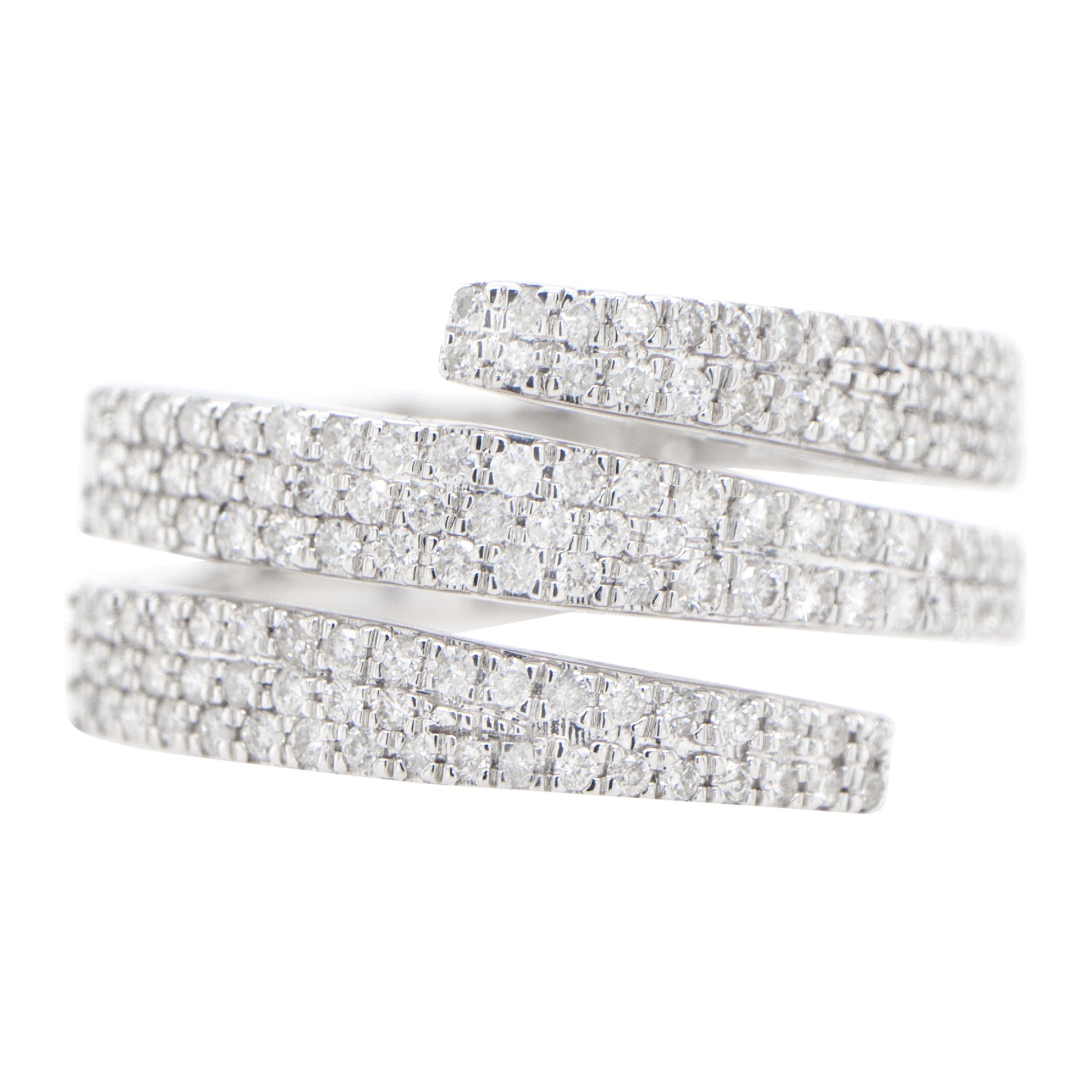 Anillo Racimo Triple Bypass de Diamantes Oro Blanco 18K en venta