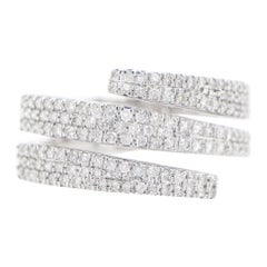 Diamant Dreifach- Bypass-Cluster-Ring aus 18 Karat Weißgold mit Diamant