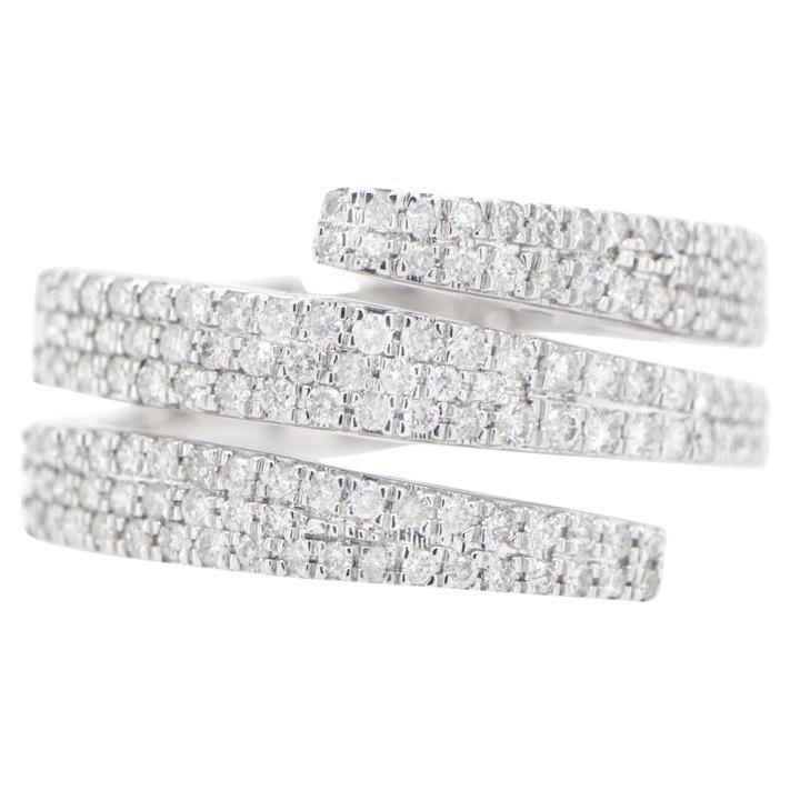 Diamond Triple Bypass Cluster Ring 18K White Gold