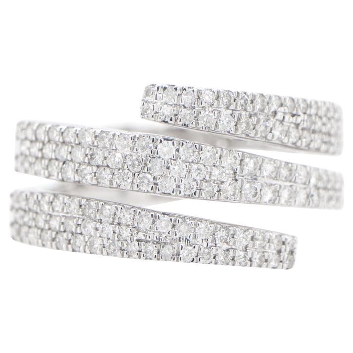 Diamond Triple Bypass Cluster Ring 18K White Gold