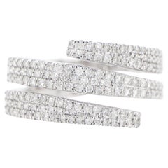 Anillo Racimo Triple Bypass de Diamantes Oro Blanco 18K