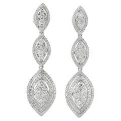 Diamond Triple Marquise Drop Earrings 3.00ct in 14K White Gold