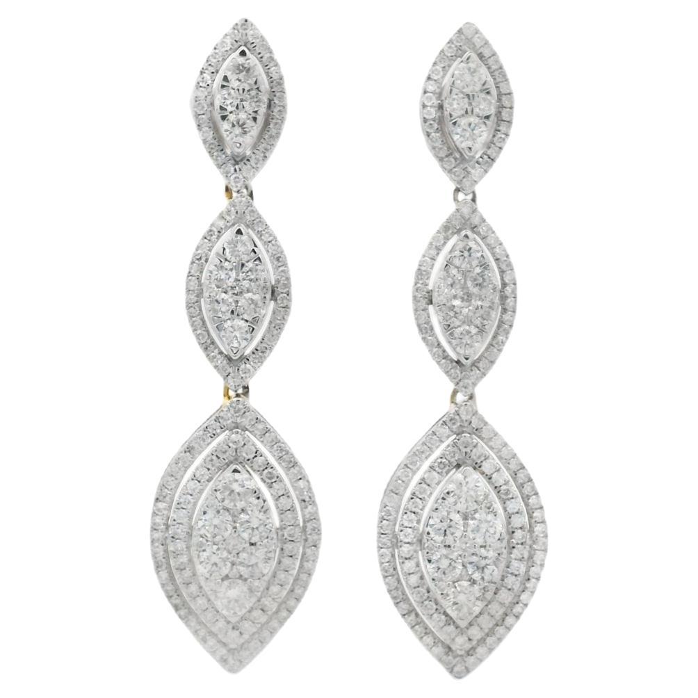 Diamond Triple Marquise Drop Earrings 3.00ct in 14K Yellow Gold