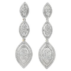 Diamond Triple Marquise Drop Earrings 3.00ct in 14K Yellow Gold