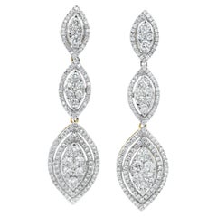 Diamond Triple Marquise Drop Earrings 3.00ct in 14K Yellow Gold