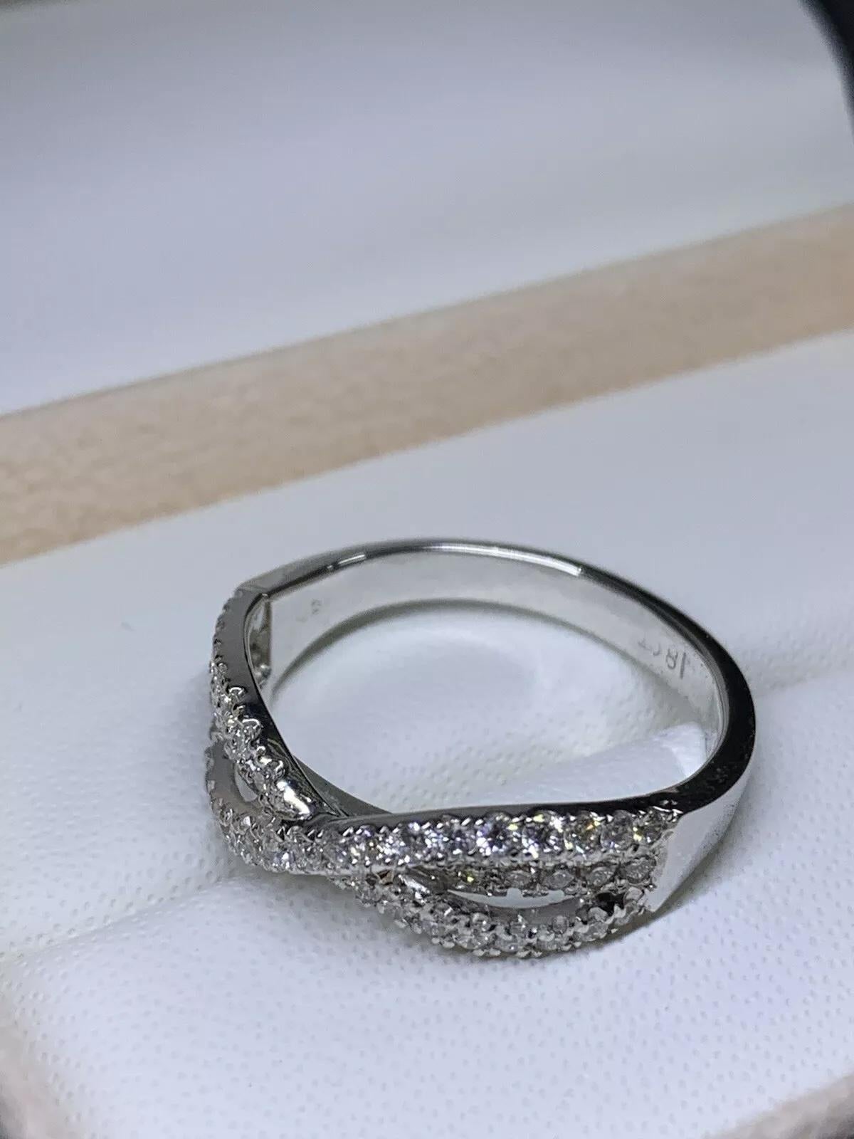 Art Deco Diamond Triple Row Eternity Engagement Ring In 18ct White Gold 5.2g For Sale